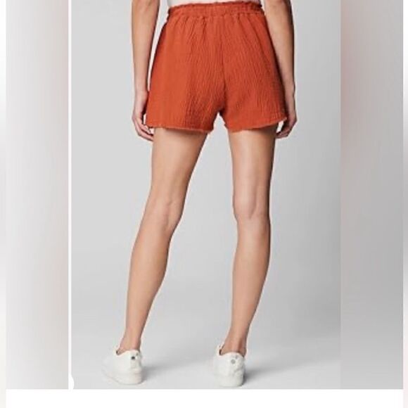 NWT Blank NYC Women’s High Rise Elastic Waist Raw Hem ShortsBurnt Orange - Large - Picture 3 of 5